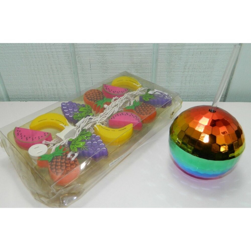 12 Plastic Fruit Lights Patio Tiki Lights Camping RV Party Plastic Disco Ball